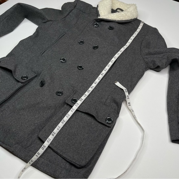 H&M Pea Coat Jacket Wool Military Winter Autumn Fall Warm Office Grey 44R - Picture 10 of 16